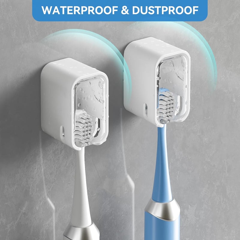 MOPMS Toothbrush Holders for Bathroom【Innovation Single Slot Design】 2PCS Toothbrush Holder Wall Mounted with Cover for Shower, Single Toothbrush Dispenser Storage Organizer for Family & Travel - Image 2